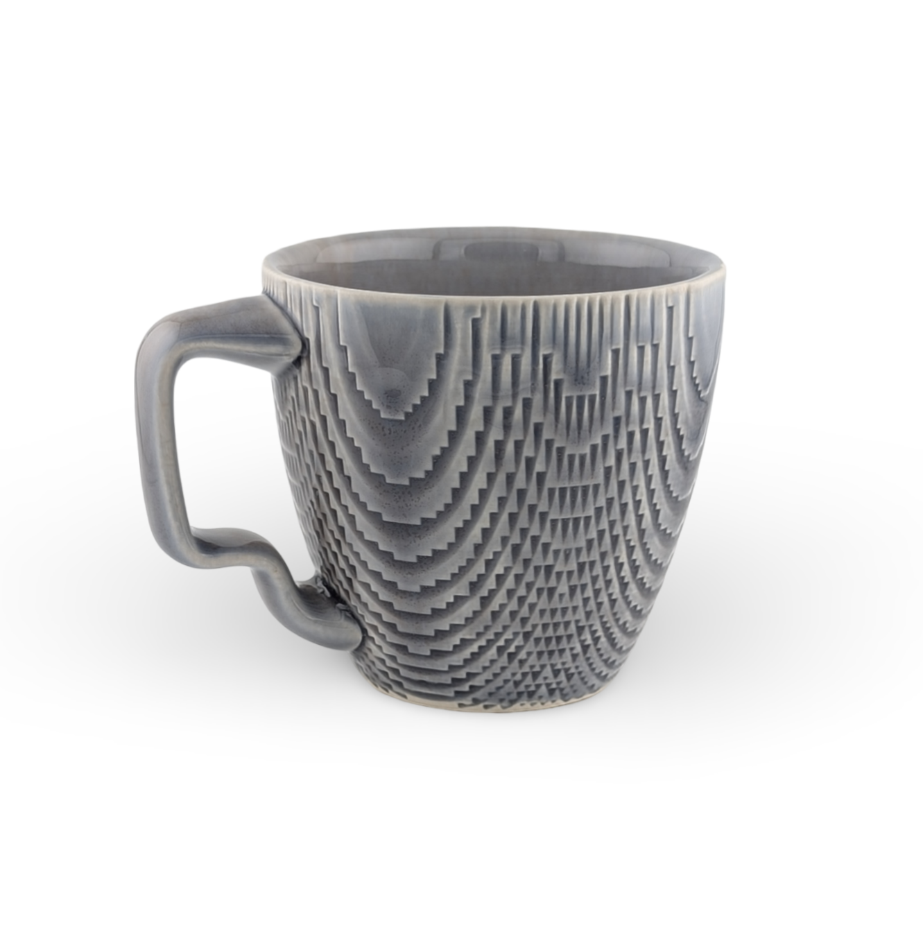 Curve Mug with Knockdown Surface and Wiggle Handle