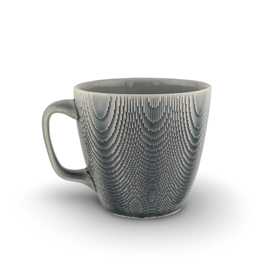 Grey Mug with Tactile Texture and Close Handle