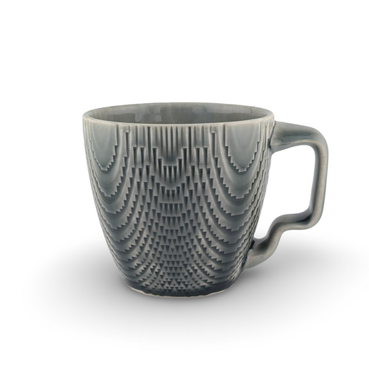 Grey Mug with Knockdown Texture and Wiggle Handle