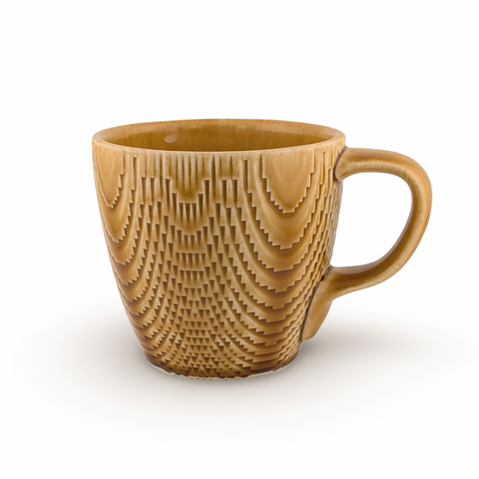 Curve Mug with Knockdown Surface and Wide Handle