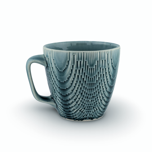 Teal Mug with Knockdown Texture and Close Handle