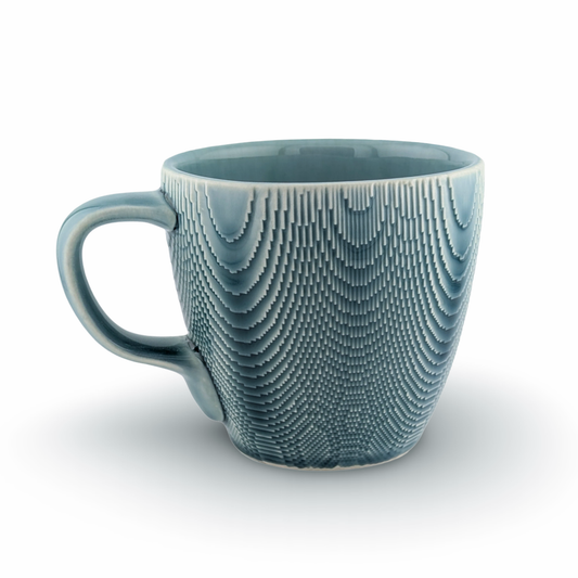 Teal Mug with Tactile Texture and Wide Handle