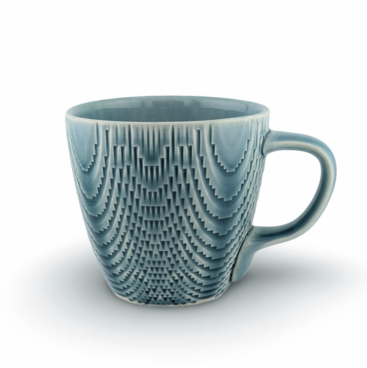 Teal Mug with Knockdown Texture and Wide Handle