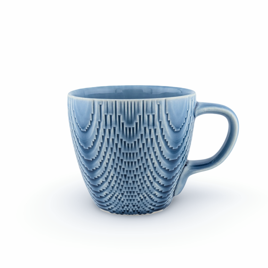 Curve Mug with Knockdown Surface and Wide Handle